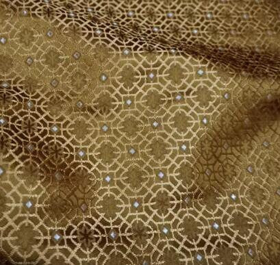 Brown yellow color brocade fabric, jacquard fabric, fabric by the yard