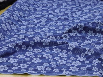 3Color washed denim fabric with plum blossom, high-end handmade DIY clothing, bag fabric,  jacket dress fabric