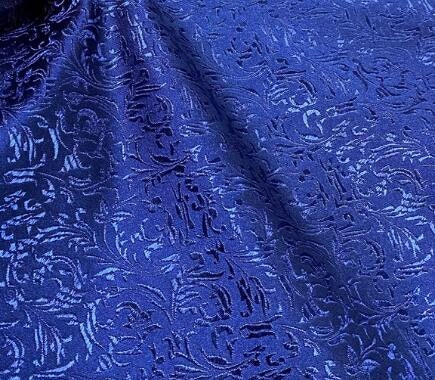 Navy blue color brocade fabric with wheat spike pattern , jacquard fabric, Cosplay fabric, by the yard