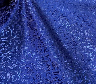 Navy Blue Color Brocade Satin Fabric, Jacquard Fabric, Cosplay Dress Fabric,