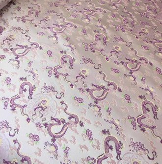 Wide Brocade Fabrc, Light Pink Purple Color Brocade Satin Fabric, Dragon Pattern Jacquard Fabric, Jacket Dress Fabric