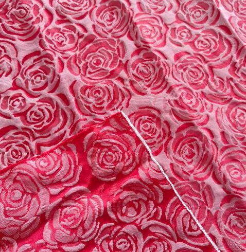 ON SALE, Red color jacquard fabric with red rose style, fashion  jacquard fabric, fabric by the yard