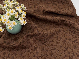 Soft and stretchy fabric, retro brown jacquard fabric, textured flower jacquard fabric, spring/summer dress qipao set fabric