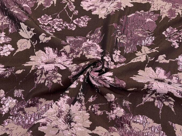 High Quality Dark pink brown fabric, double-sided glossy jacquard fabric, skin friendly and shiny silk jacquard fabric, DIY jacquard