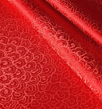 Wide red color brocade fabric, jacquard fabric, wedding dress fabric, fabric by the yard