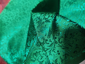 Green color brocade fabric, jacquard brocade fabric, by the yard