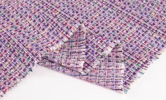 Purple colored thread woven woolen tweed fabric , Autumn fabric, by the yard