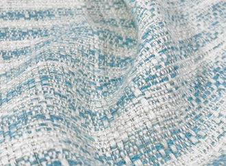 Light blue and white color tweed fabric, fashion stripe tweed fabric, by the yard