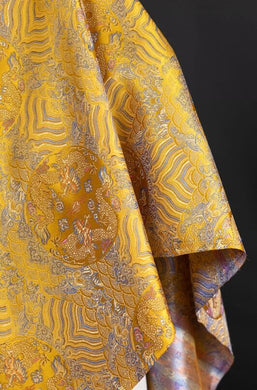 Wide fabric, gold yellow color jacquard fabric, dragon pattern brocade fabric, wedding dress fabric,  cosplay dress fabric