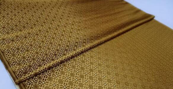 Brown yellow color brocade fabric, jacquard fabric, fabric by the yard