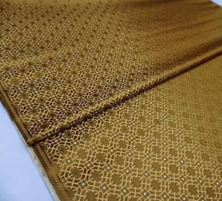 Brown yellow color brocade fabric, jacquard fabric, fabric by the yard