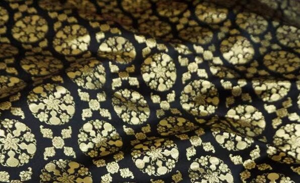 Black gold jacquard fabric, Golden gourd pattern jacquard fabric,  fabric by the yard