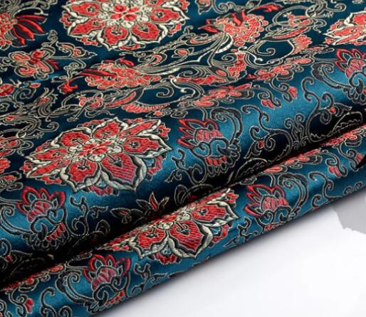 Clearance sale-For 7 yards-Retro blue color brocade fabric flower @pattern, jacquard fabric,