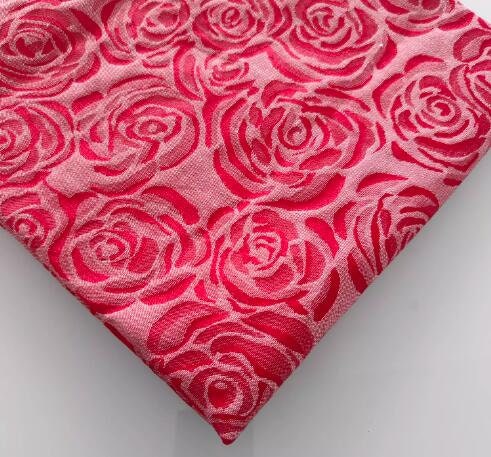 ON SALE, Red color jacquard fabric with red rose style, fashion  jacquard fabric, fabric by the yard