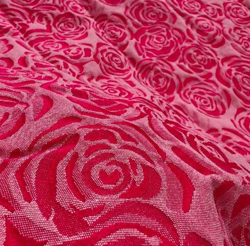 ON SALE, Red color jacquard fabric with red rose style, fashion  jacquard fabric, fabric by the yard