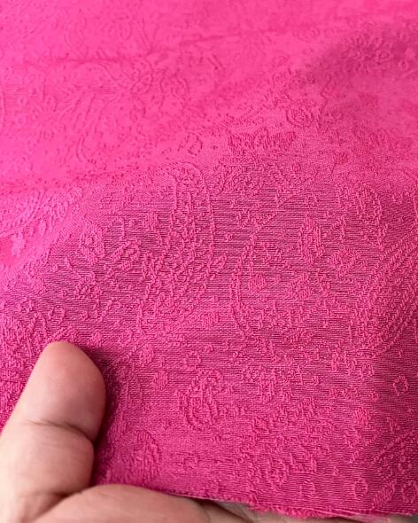 ON SALE, Rose red color jacquard fabric, wedding jacket dress fabric, fashion  jacquard fabric, fabric by the yard