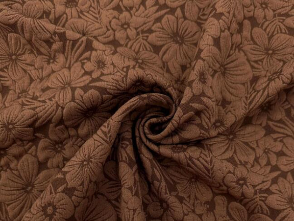 Soft and stretchy retro brown textured jacquard fabric, floral jacquard fabric for spring and summer dresses and qipao sets