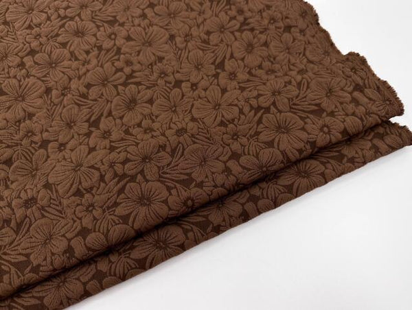 Soft and stretchy retro brown textured jacquard fabric, floral jacquard fabric for spring and summer dresses and qipao sets