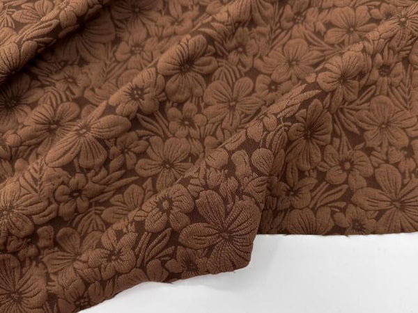 Soft and stretchy retro brown textured jacquard fabric, floral jacquard fabric for spring and summer dresses and qipao sets