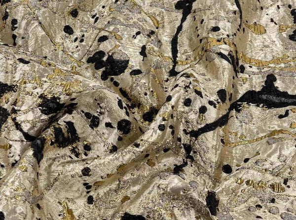 Gold black color jacquard fabric,  wedding jacket dress fabric, glossy jacquard fabric, by the yard