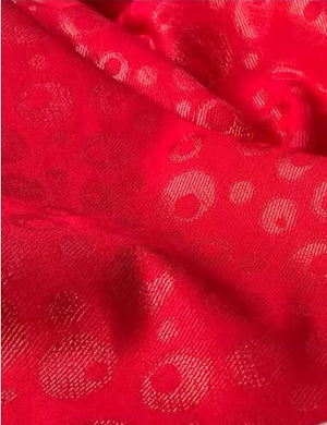 Red color elastic fabric, silver color circles pattern jacquard fabric, cheongsam, Hanfu, costume fabric  fabric by the yard