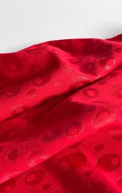 Red color elastic fabric, silver color circles pattern jacquard fabric, cheongsam, Hanfu, costume fabric  fabric by the yard