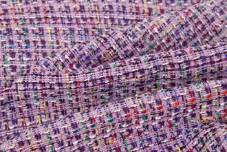 Purple colored thread woven woolen tweed fabric , Autumn fabric, by the yard