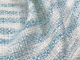 Light blue and white color tweed fabric, fashion stripe tweed fabric, by the yard