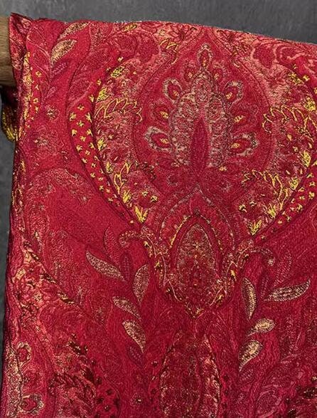 ON SALE, Red golden color jacquard fabric with palace style, cosplay dress  jacquard fabric, wedding jacket dress fabric, fabric by the yard