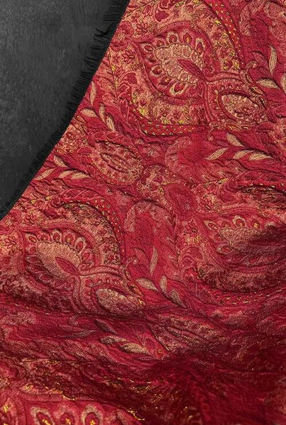 ON SALE, Red golden color jacquard fabric with palace style, cosplay dress  jacquard fabric, wedding jacket dress fabric, fabric by the yard