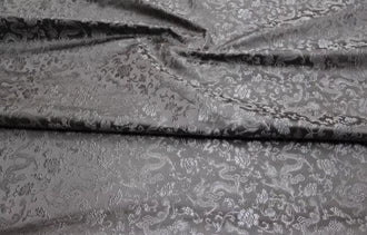 Grey color brocade fabric with Chinese dragon pattern, jacquard fabric, by the yard