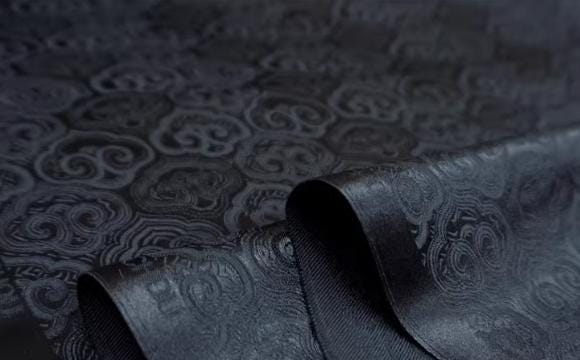 Pure black color brocade fabric,  Ruyi  pattern jacquard fabric