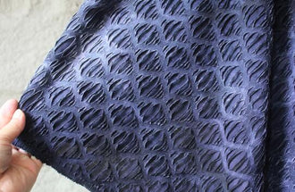 Dark Blue Elastic Retro Jacquard Texture Fabric, Denim Blue Jacquard Fabric, Creative Dress Coat Designer Fabric