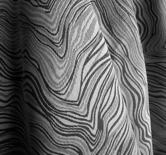 Black gray wavy pattern jacquard fabric, Cosplay dress jacquard fabric, jacket dress fabric by the yard