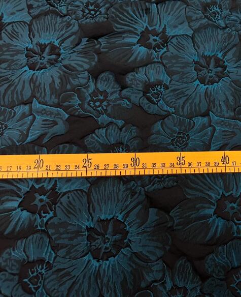 ON SALE, Black color with retro blue color flower jacquard fabric fashion  jacquard fabric, fabric by the yard