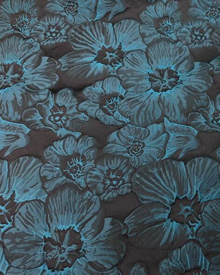 ON SALE, Black color with retro blue color flower jacquard fabric fashion  jacquard fabric, fabric by the yard