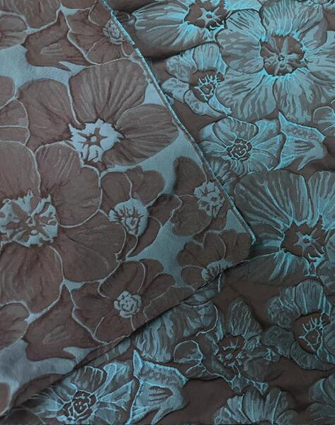 ON SALE, Black color with retro blue color flower jacquard fabric fashion  jacquard fabric, fabric by the yard