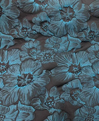 ON SALE, Black color with retro blue color flower jacquard fabric fashion  jacquard fabric, fabric by the yard