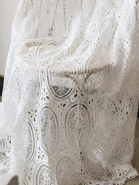 High Quality White Color Lace Fabric, Wedding Lace Fabric, Hollow Out Lace Fabric, Fashion Lace For Wedding