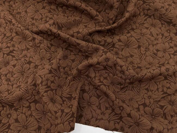 Soft and stretchy retro brown textured jacquard fabric, floral jacquard fabric for spring and summer dresses and qipao sets