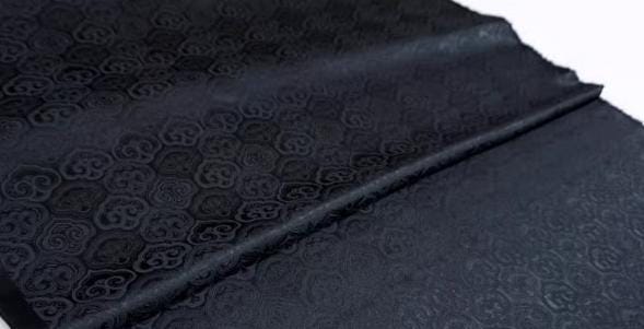 Pure black color brocade fabric,  Ruyi  pattern jacquard fabric