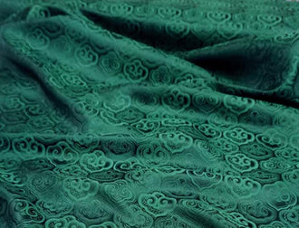 Dark green color brocade fabric, jacquard brocade fabric,  Ruyi cloud pattern fabric