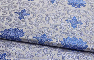 Wide fabric, white blue color brocade fabric, jacquard brocade fabric, wedding dress fabric, Cosplay dress fabric, fabric by the yard