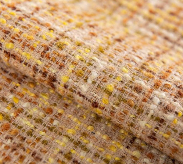 Yellow color tweed fabric, wool tweed fabric, suit dress fabric, Autumn dress fabric, by the yard