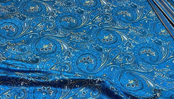 Wide brocade fabric, blue color brocade fabric with flower pattern, jacquard fabric, by the yard-59inches wide