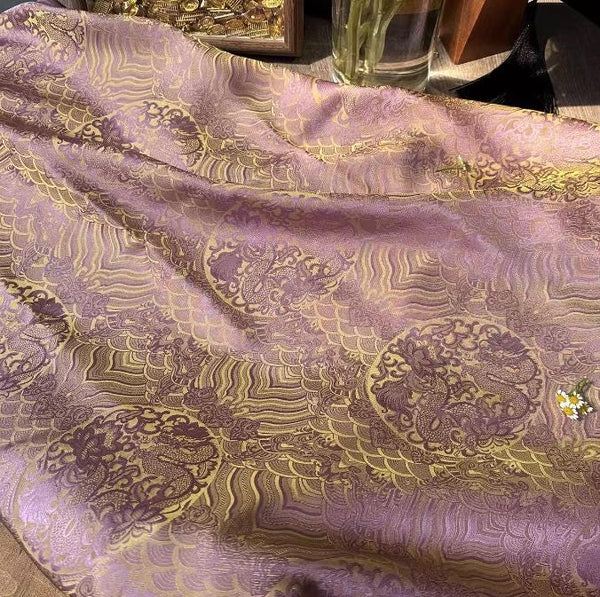 35%OFF-Wide light purple gold/pink gold color fabric, smooth and soft fabric, pajamas jacquard fabric, cosplay dress fabric, by the yard