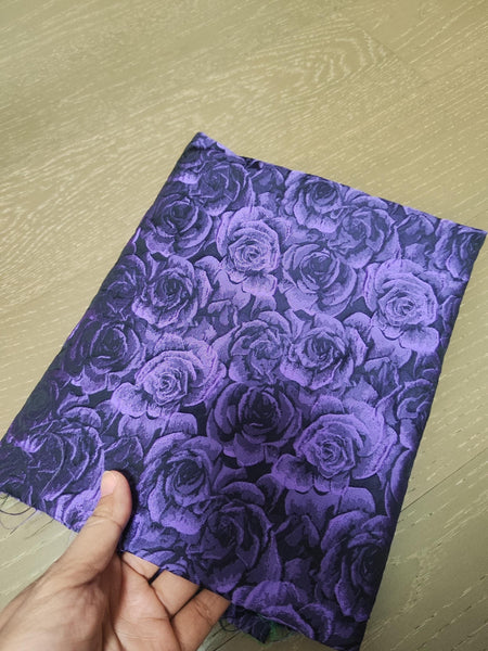 20%OFF-Fashion jacuqard fabric, 3D purple  color rose pattern style jacquard fabric, wedding jacket dress fabric, by the yard