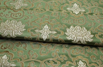 Wide fabric, green color brocade fabric, jacquard brocade fabric, wedding dress fabric, Cosplay dress fabric, fabric by the yard