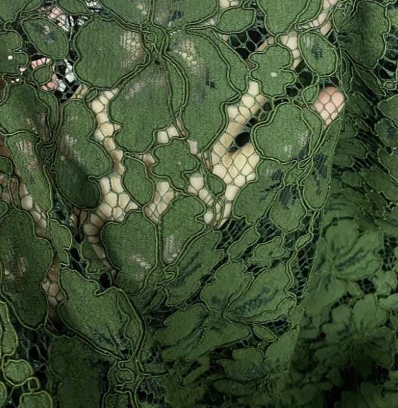 ON SALE, Army Green Color Lace Fabric, 3D Flower Hollow Lace Fabric, Fashion Lace Fabric, Wedding Lace Dress Fabric