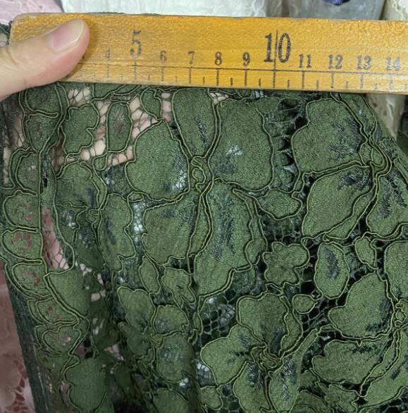 ON SALE, Army Green Color Lace Fabric, 3D Flower Hollow Lace Fabric, Fashion Lace Fabric, Wedding Lace Dress Fabric